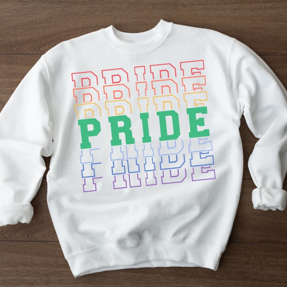 LBGTQ+ Pride Multicolored Repeating Word Sweatshirt
